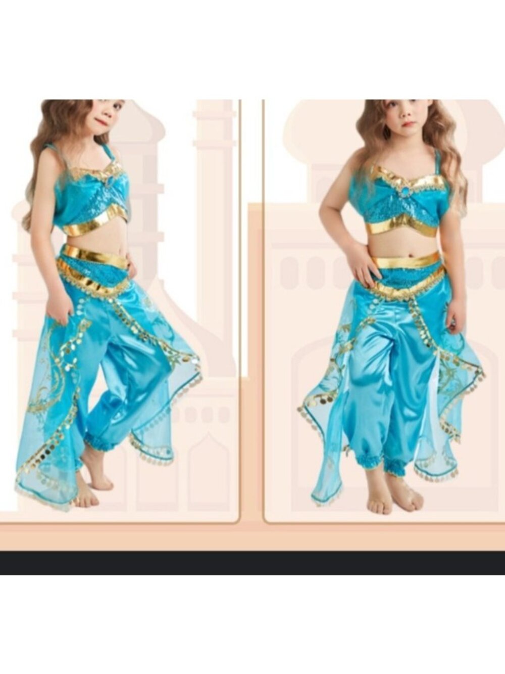 Princess Jasmine Costume Halloween Cosplay Set Girl Size 140 US 8
